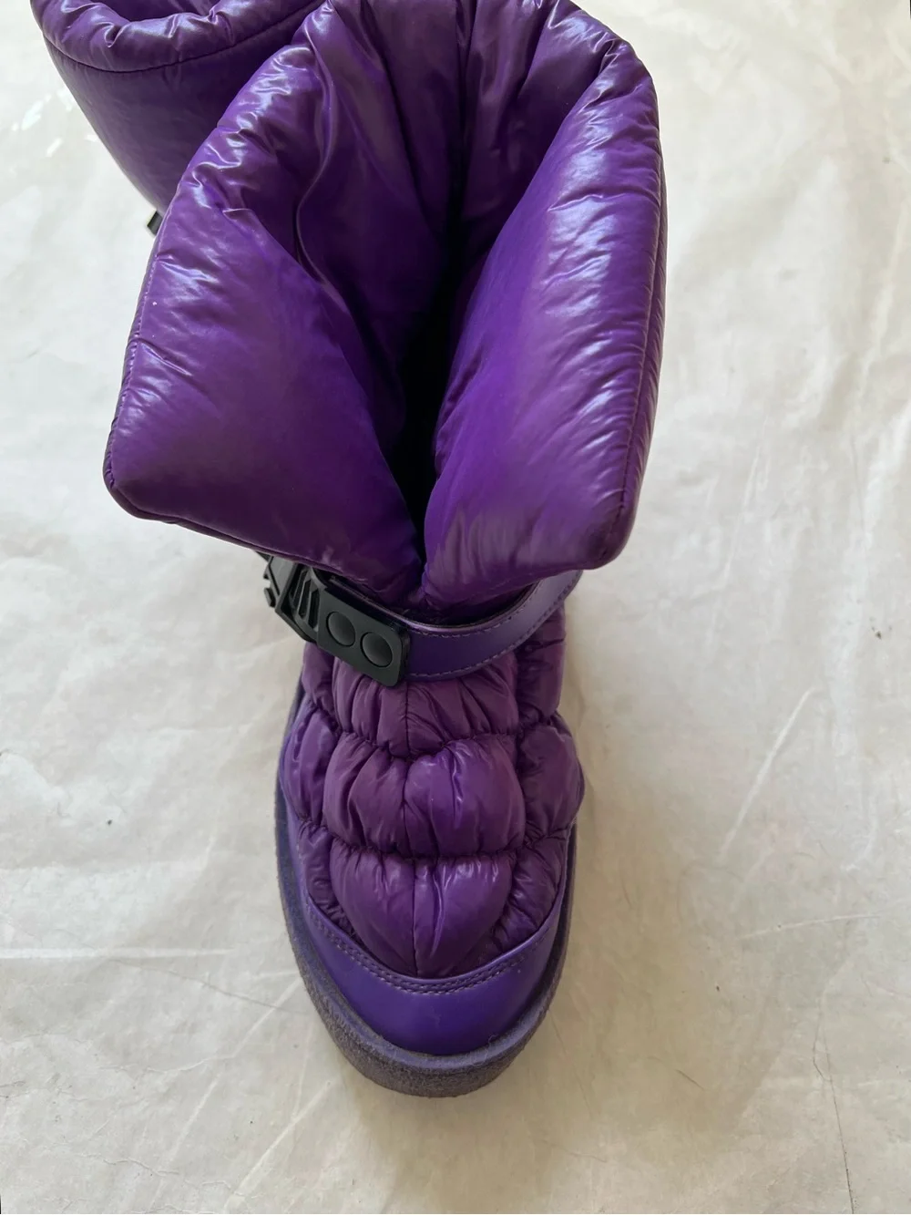 KhrisJoy Puff Padded Quilted Ankle Shiny Snow Boots Purple Size 39 US 9
